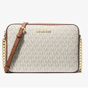 Michael Kors Jet Set Large Printed Logo Crossbody Bag Purse